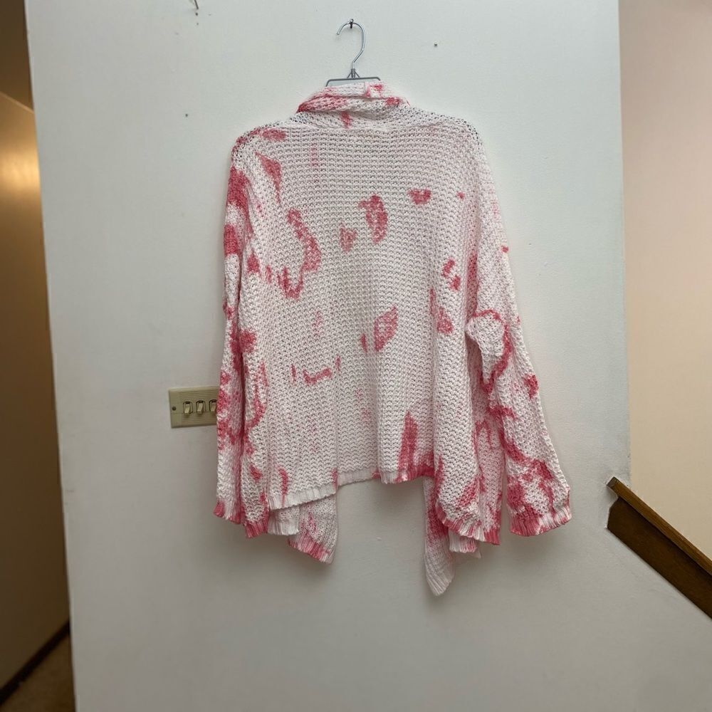 Maronie x Revolve Tie Dye Waffle Knit Open Cardigan NWT Size M Pink - Picture 5 of 10